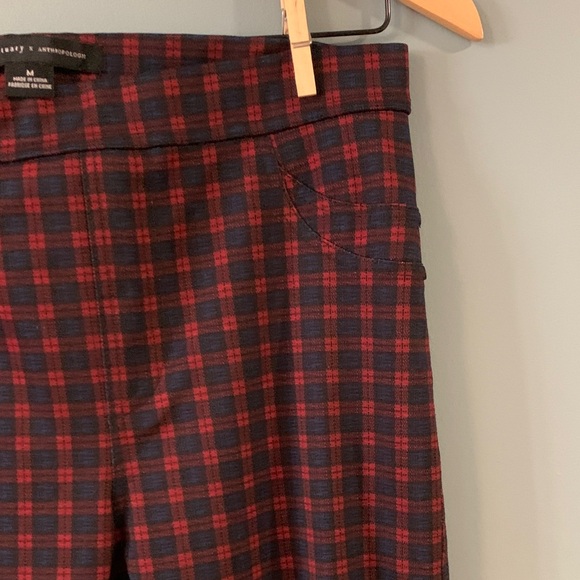 🤍Sanctuary x Anthropologie Skinny Pull on Pant in Red & Navy Plaid - Picture 4 of 9